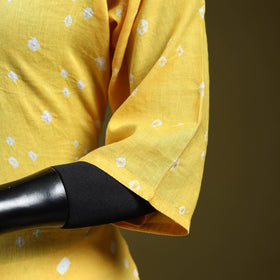 Beige - yellow - tie-dye cotton straight bandhani kurta 10