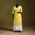 Beige - yellow - tie-dye cotton straight bandhani kurta 10