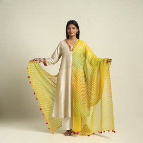 Buy Tie & Dye Yellow Kota Doria Cotton Leheriya Dupatta