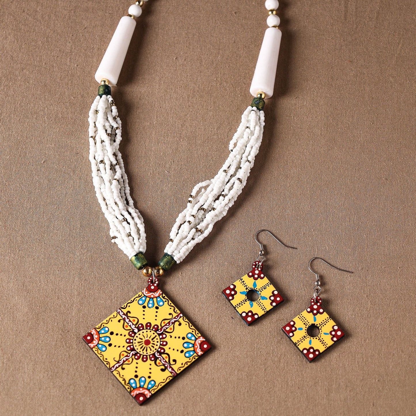  Tikuli Art Handpainted Wooden Necklace Set Online at iTokri.com