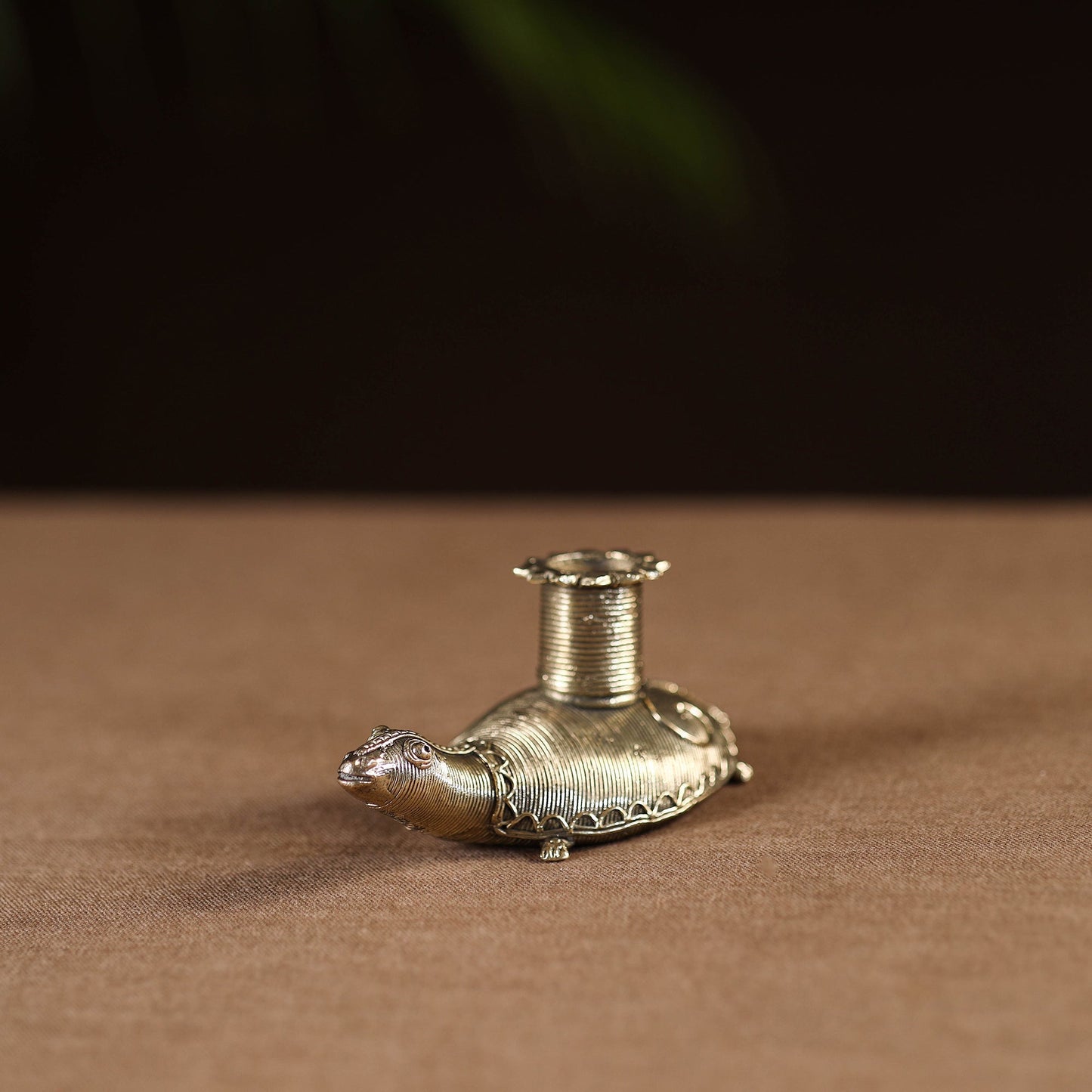 Tortoise - tribal odisha dokra handmade candle stand 09