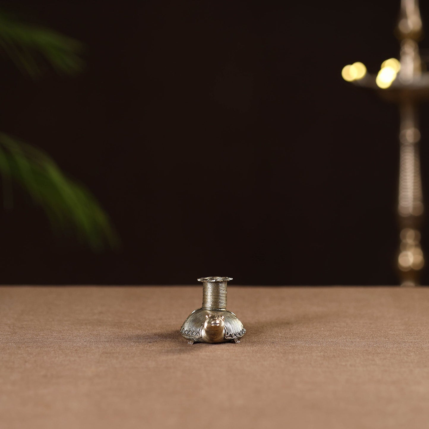 Tortoise - tribal odisha dokra handmade candle stand 09