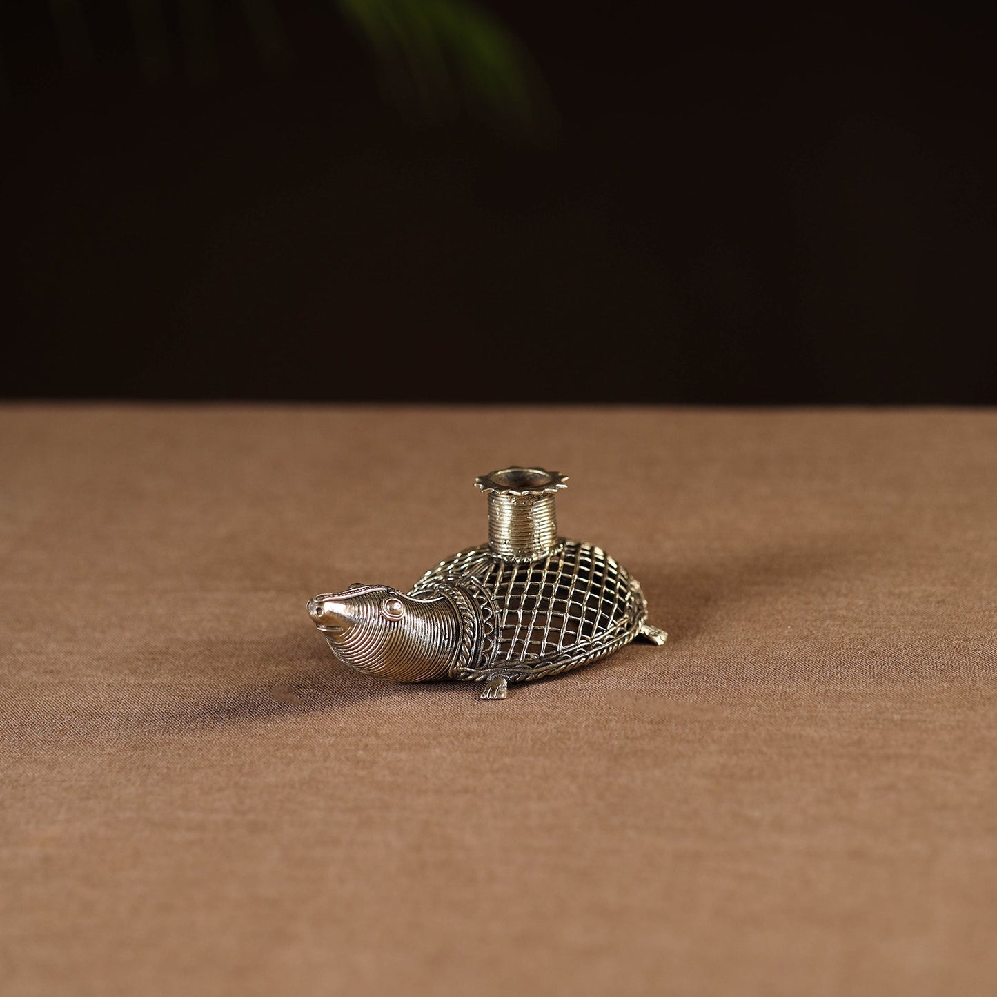 Tortoise - tribal odisha dokra handmade candle stand 10