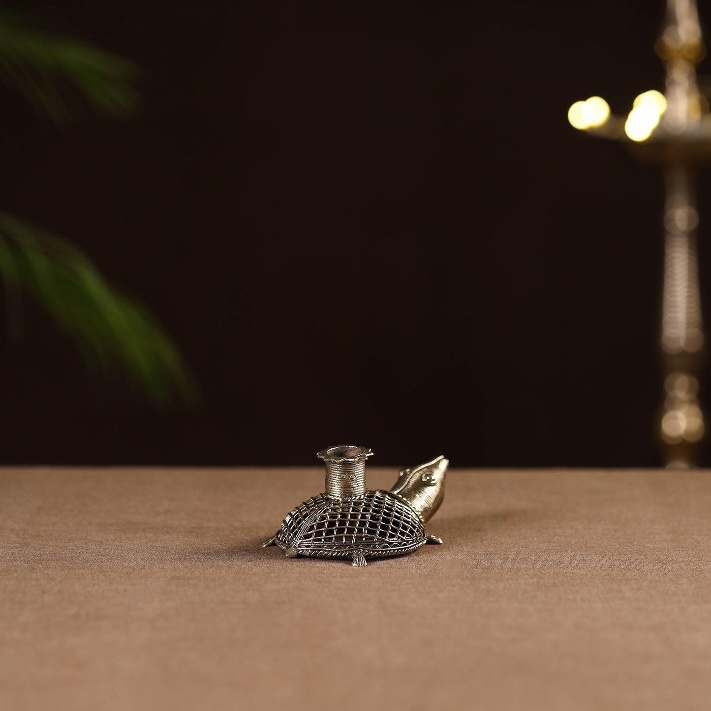 Tortoise - tribal odisha dokra handmade candle stand 10