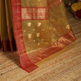 Yellow - traditional handloom tissue zari katan chanderi