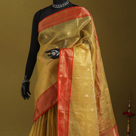 Yellow - traditional handloom tissue zari katan chanderi