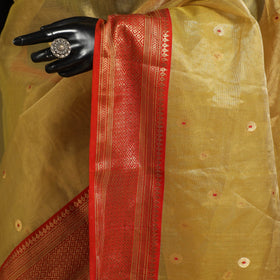 Yellow - traditional handloom tissue zari katan chanderi