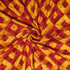 Yellow - Traditional Phulkari Embroidered Chinnon Fabric