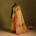 Yellow - traditional tissue zari handloom buti katan