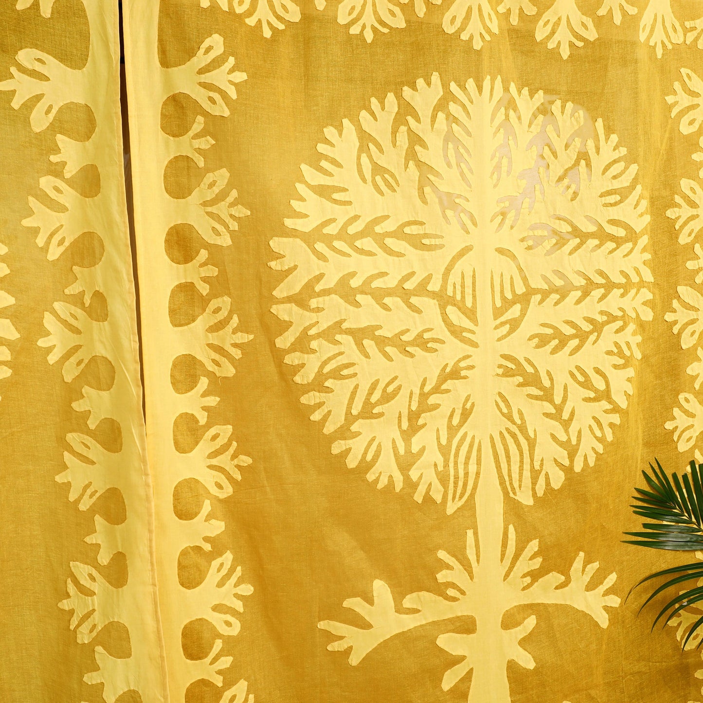 Tree Cutwork Cotton Barmer Applique Window Curtain