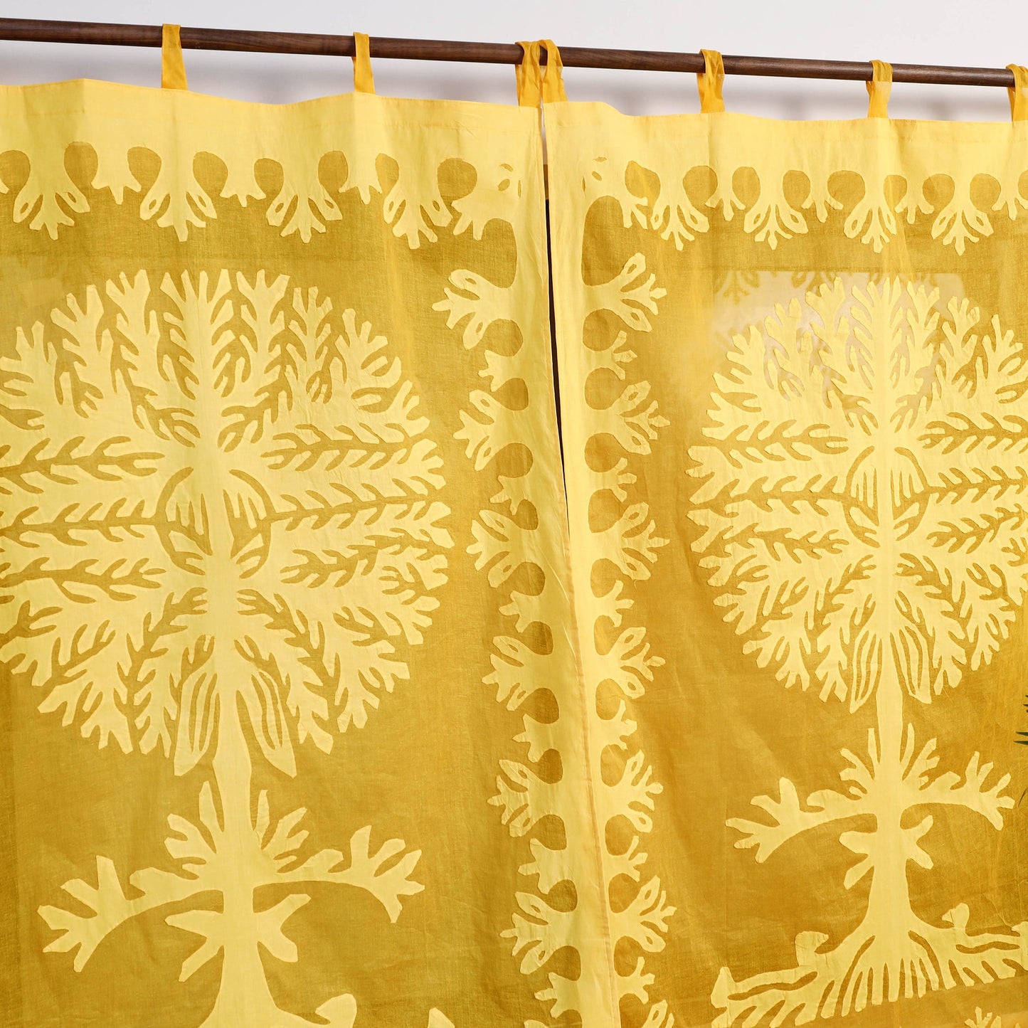 Tree Cutwork Cotton Barmer Applique Window Curtain