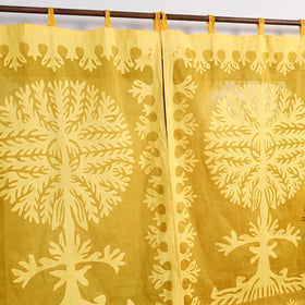 Tree Cutwork Cotton Barmer Applique Window Curtain