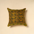 Yellow - Tussar Silk Bengal Kantha Work Cushion Cover 24