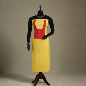 Yellow Unstitched Plain Cotton Kurta Material