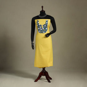 Yellow Unstitched Plain Cotton Kurta Material