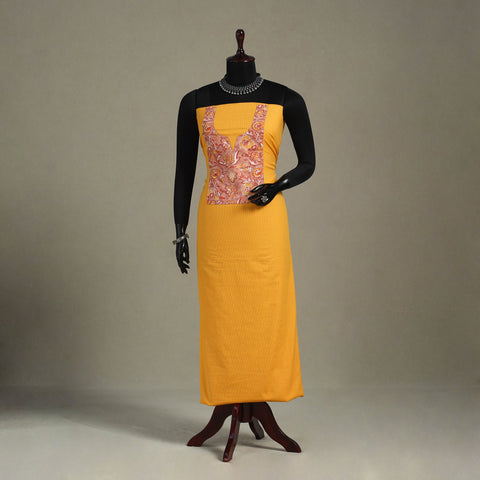 Yellow Unstitched Plain Cotton Kurta Material