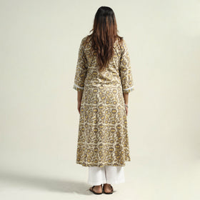 Yellow - Vanaspati Hand Block Printed Cotton A-Line Kurta