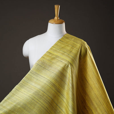 Yellow Vidarbha Pure Tussar x Ghicha Silk Handloom Fabric