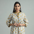 White - sanganeri block printed cotton a-line kurta