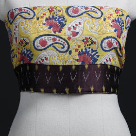 Yellow - woollen sanganeri blouse piece 67 - handcrafted