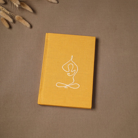 Yoga hand embroidered fabric cover handmade paper journal