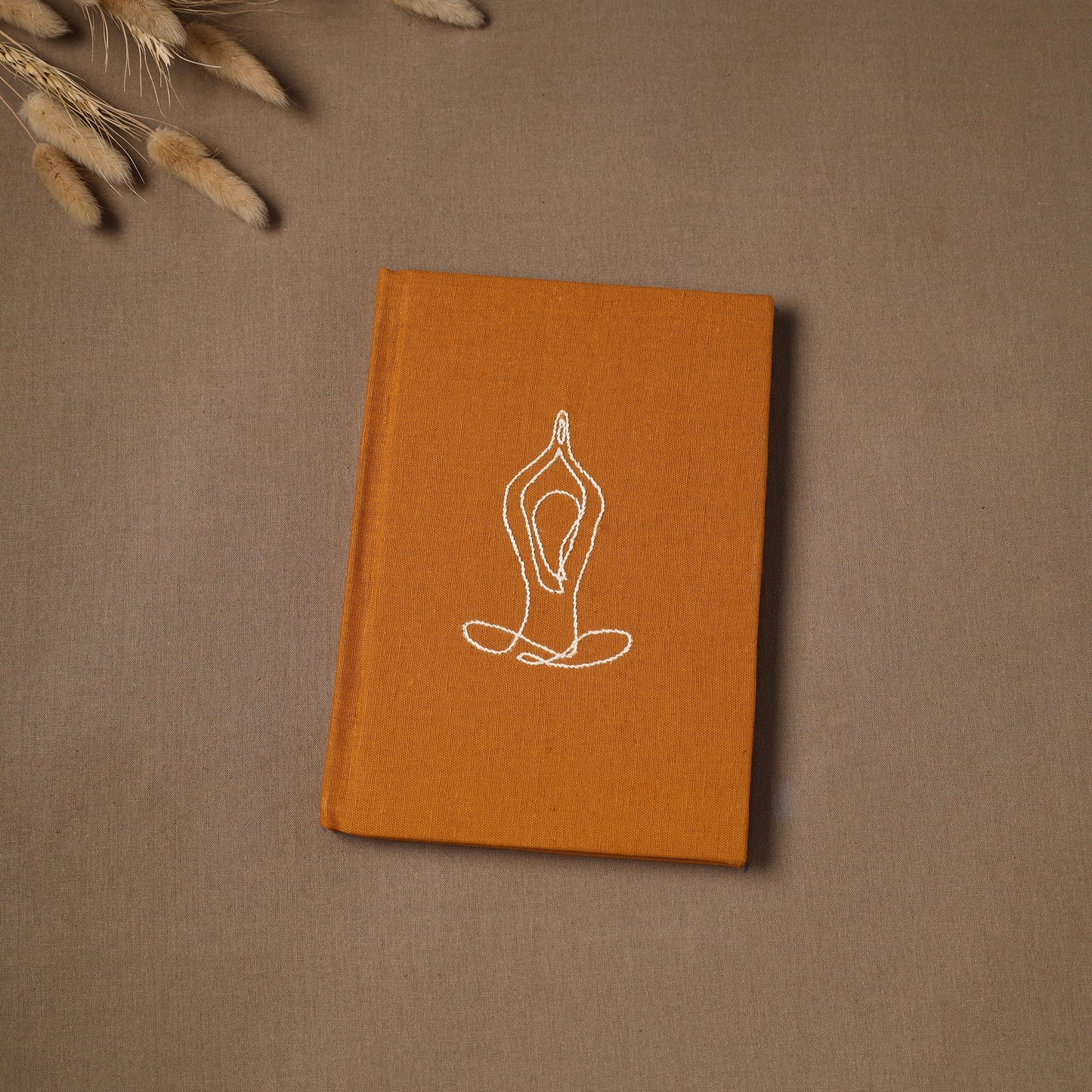 Yoga hand embroidered fabric cover handmade paper journal