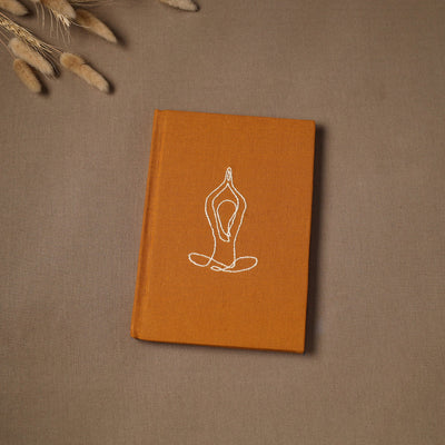 Yoga hand embroidered fabric cover handmade paper journal