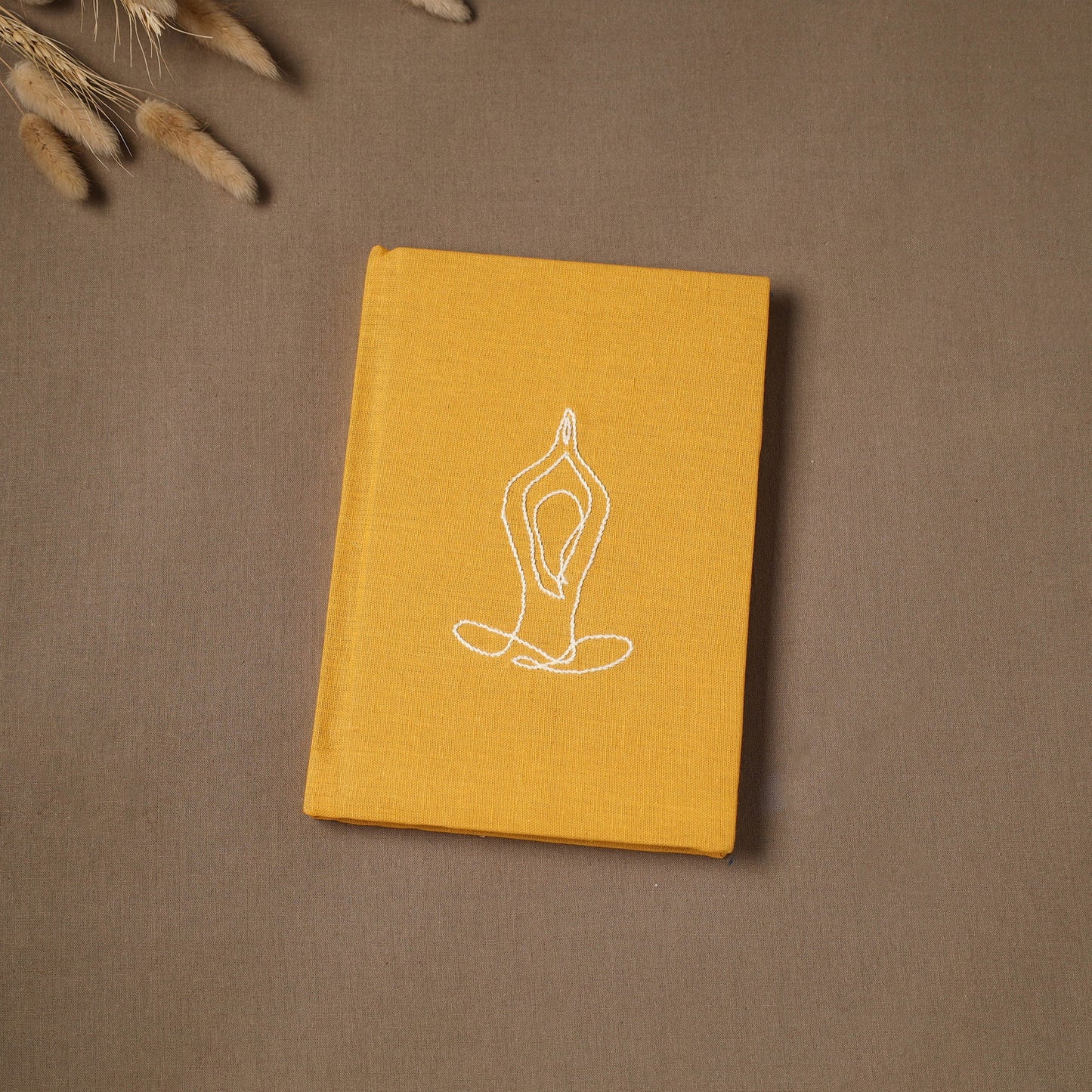 Yoga hand embroidered fabric cover handmade paper journal