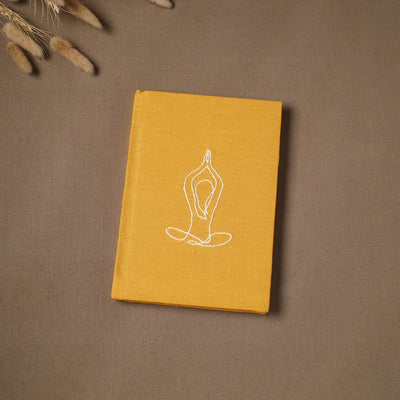 Yoga hand embroidered fabric cover handmade paper journal