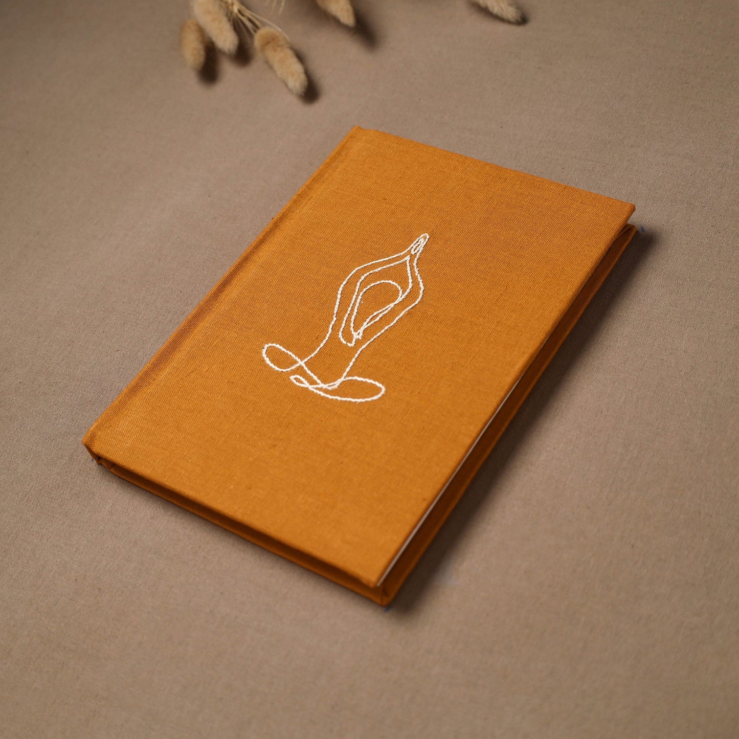 Yoga hand embroidered fabric cover handmade paper journal