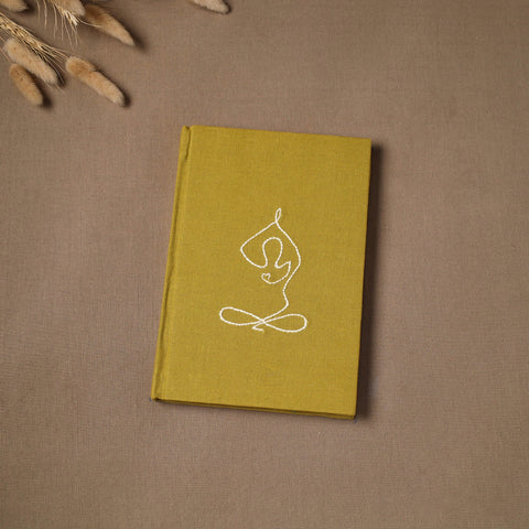 Yoga hand embroidered fabric cover handmade paper journal