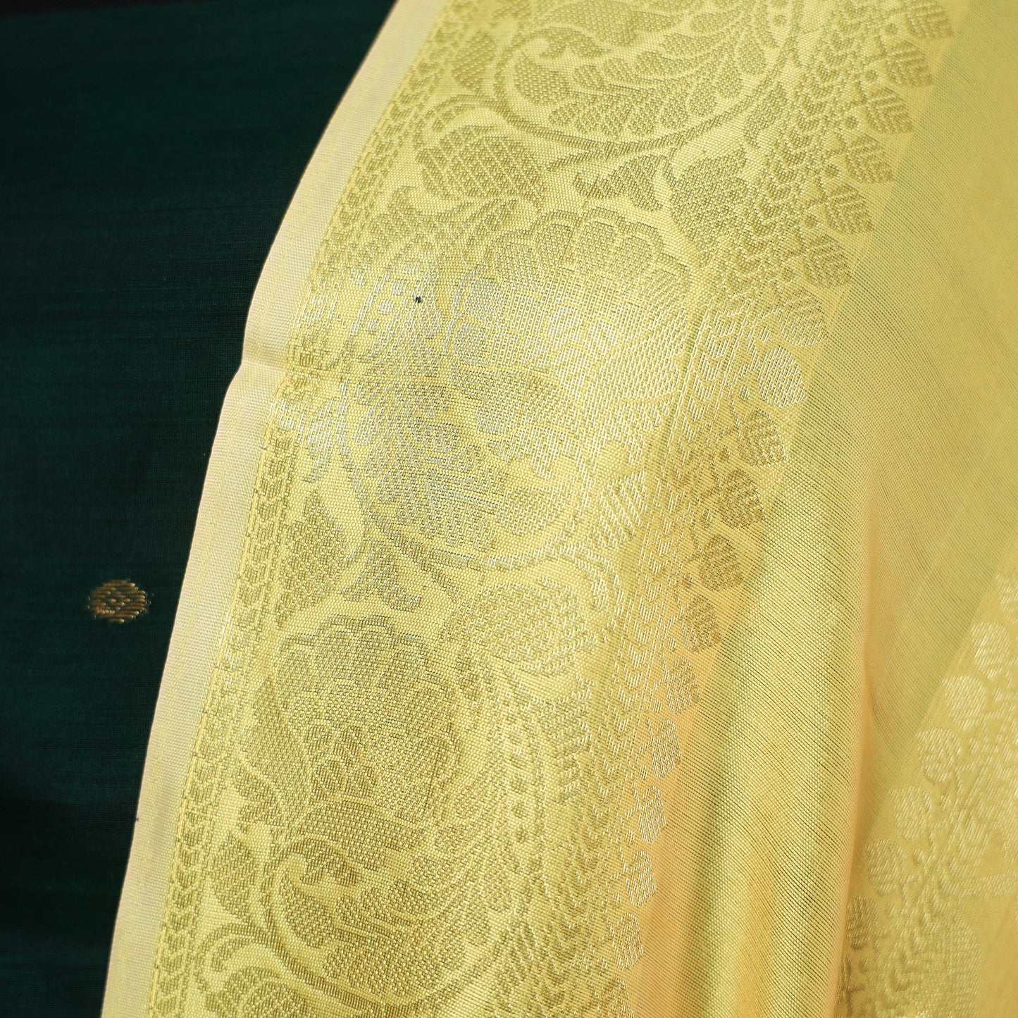 Yellow - zari work banarasi silk dupatta 17 - handcrafted