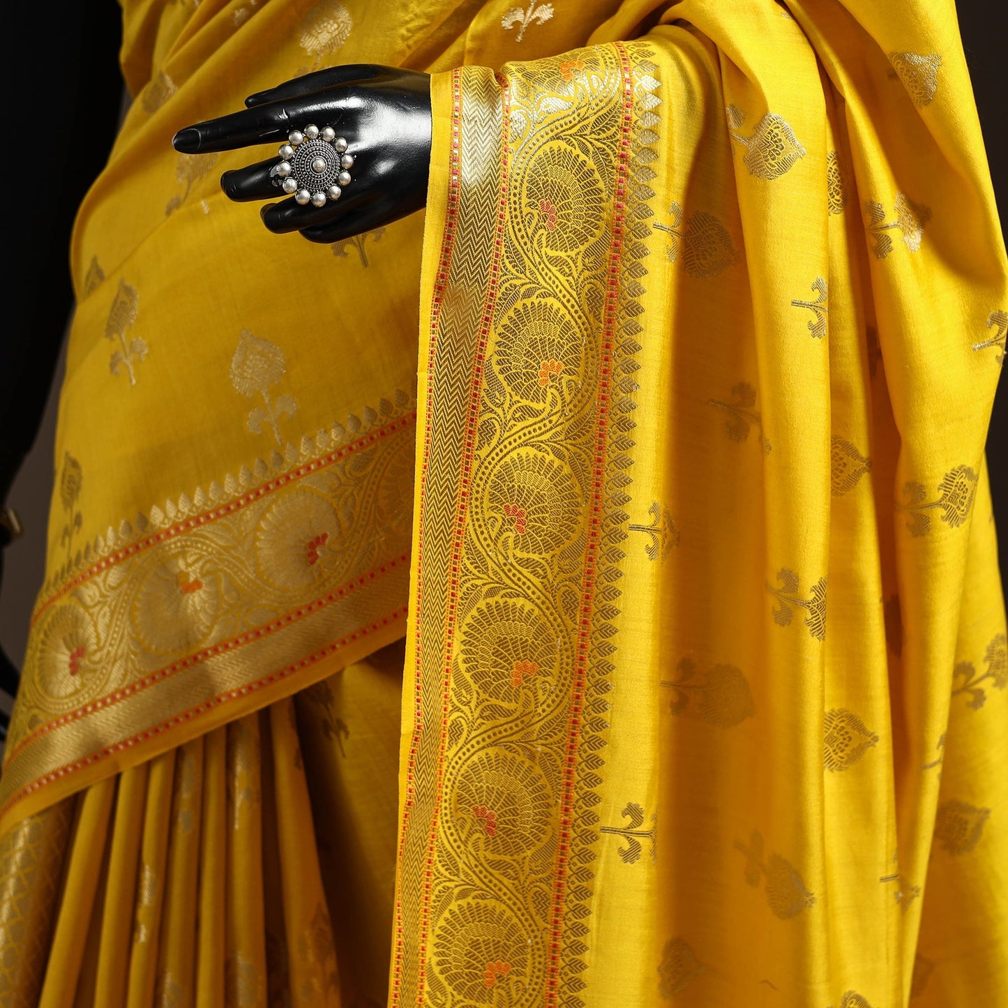 Zari work chiniya silk banarasi saree 12 - handcrafted