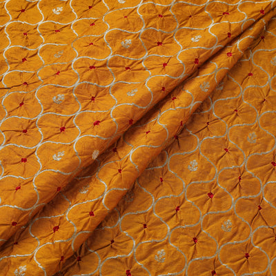 Zari work silk tie-dye bandhani fabric 38 - handcrafted