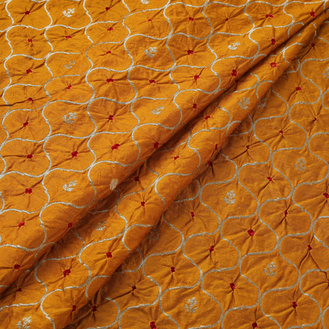 Zari work silk tie-dye bandhani fabric 38 - handcrafted