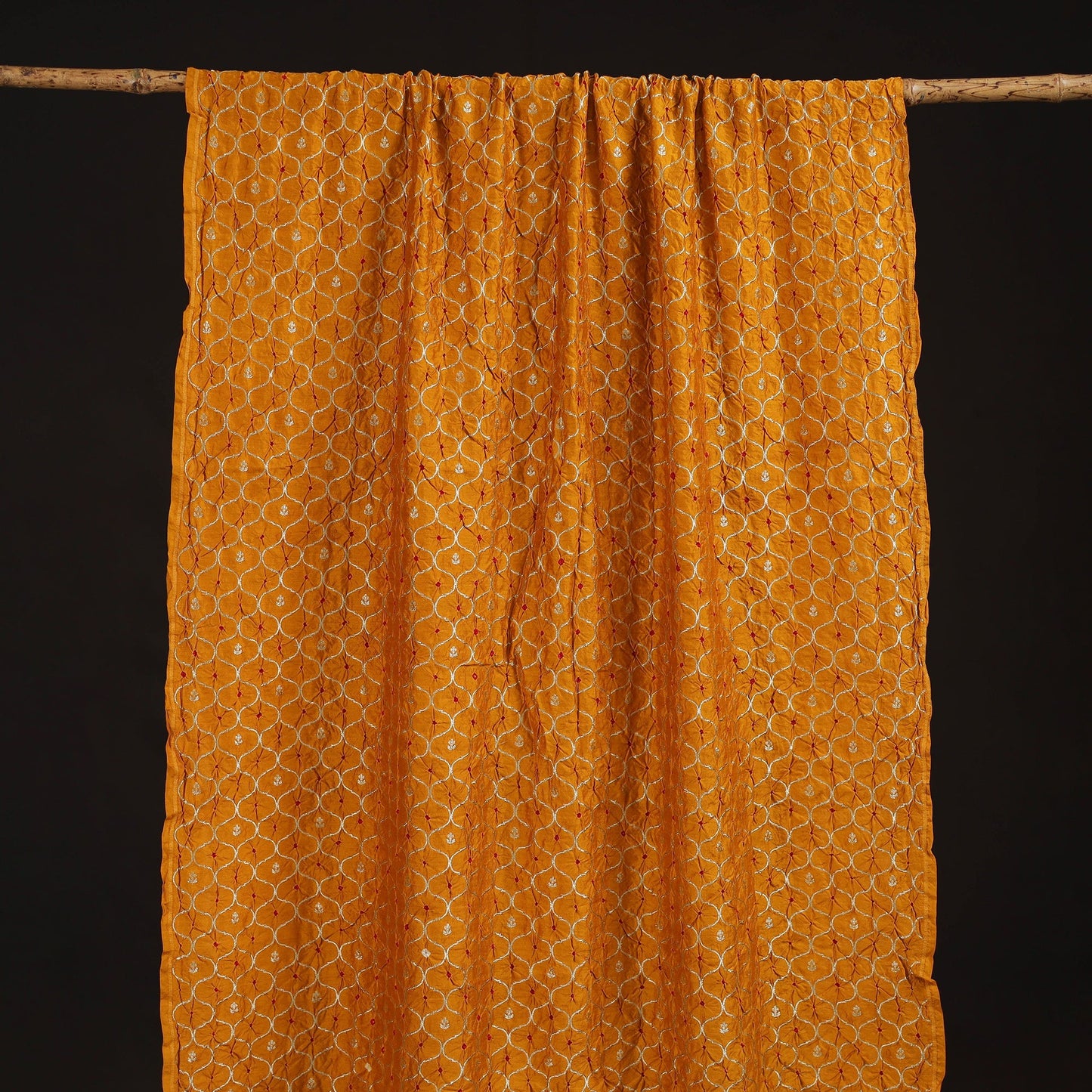 Zari work silk tie-dye bandhani fabric 38 - handcrafted