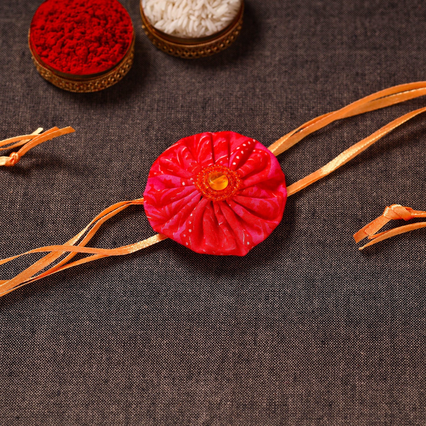  Yo Yo Flower - Handmade Blue Mango Rakhi 