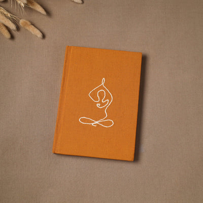 Yoga hand embroidered fabric cover handmade paper journal