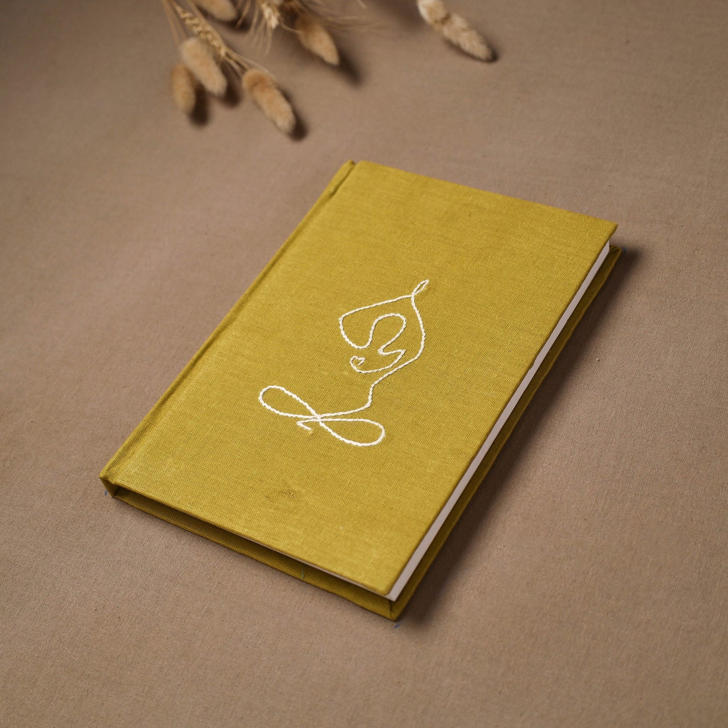 Yoga hand embroidered fabric cover handmade paper journal