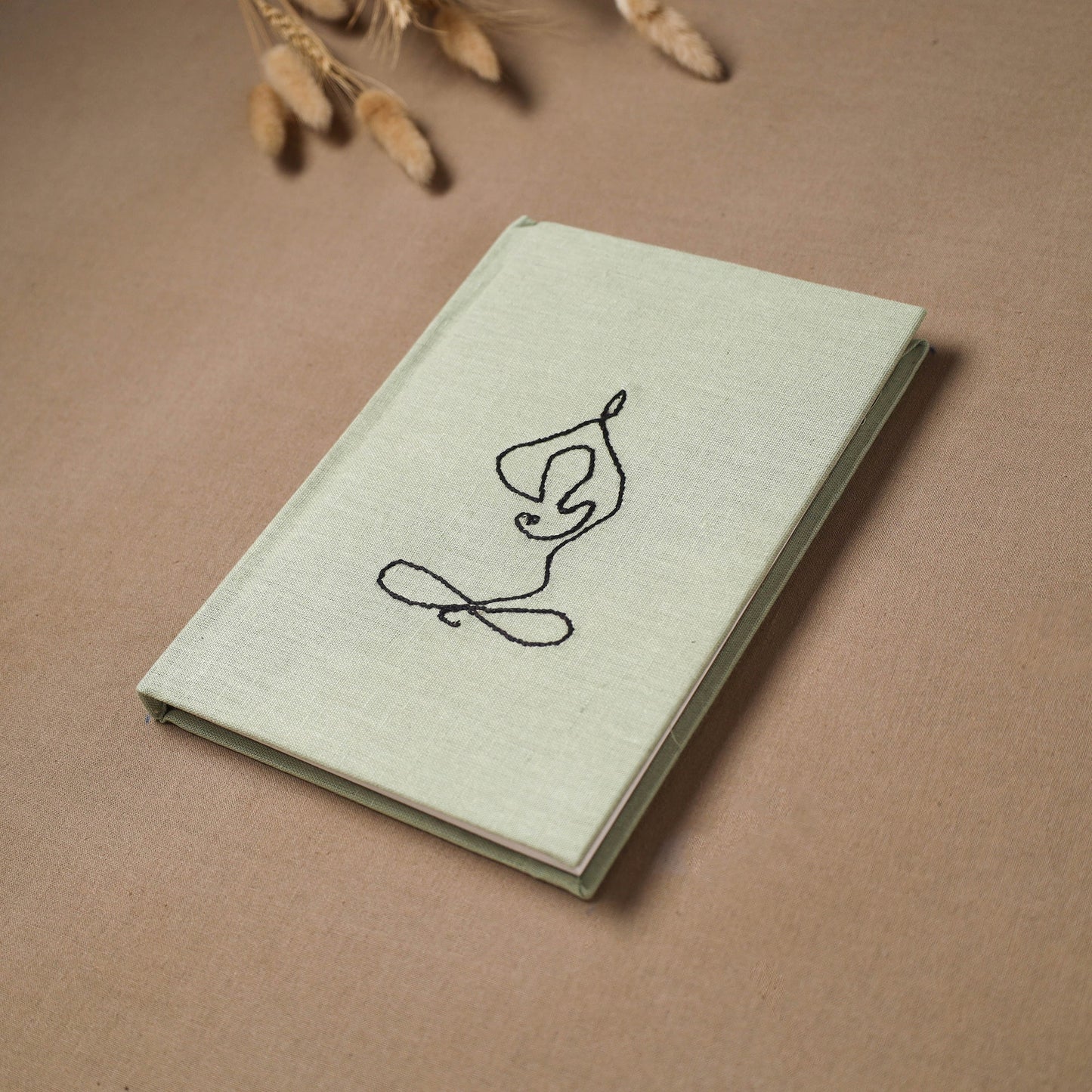 Yoga hand embroidered fabric cover handmade paper journal
