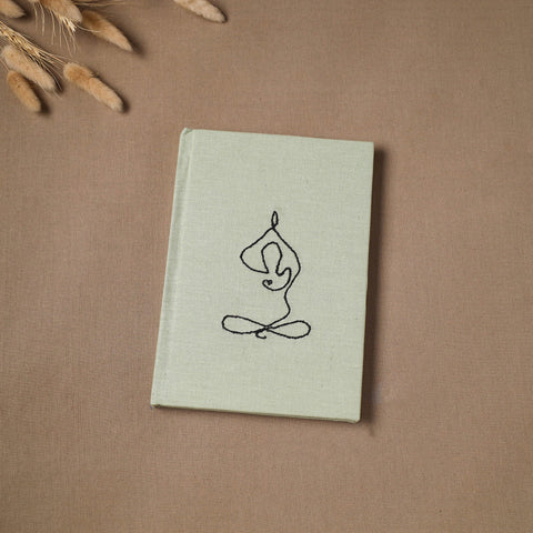 Yoga hand embroidered fabric cover handmade paper journal