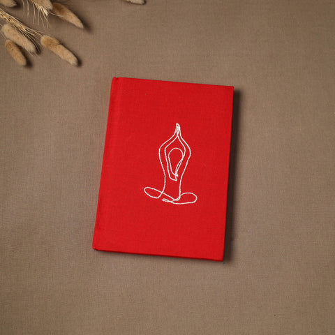 Yoga hand embroidered fabric cover handmade paper journal