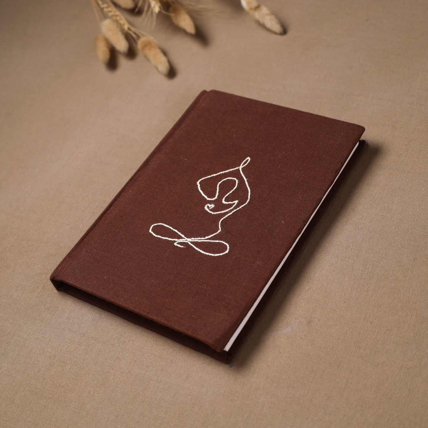 Yoga hand embroidered fabric cover handmade paper journal
