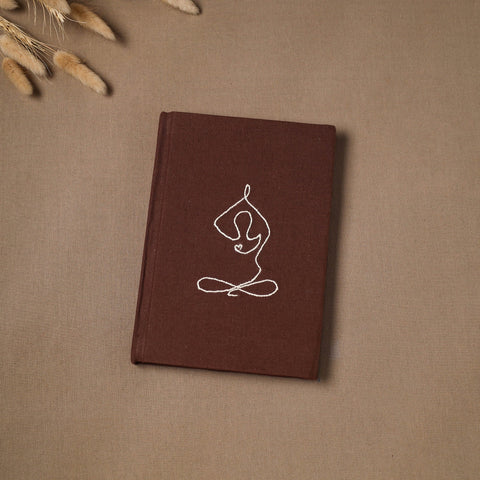 Yoga hand embroidered fabric cover handmade paper journal