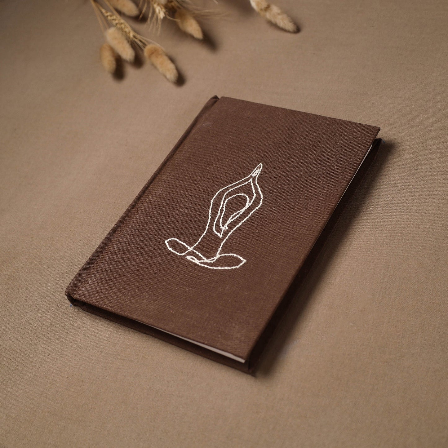 Yoga hand embroidered fabric cover handmade paper journal