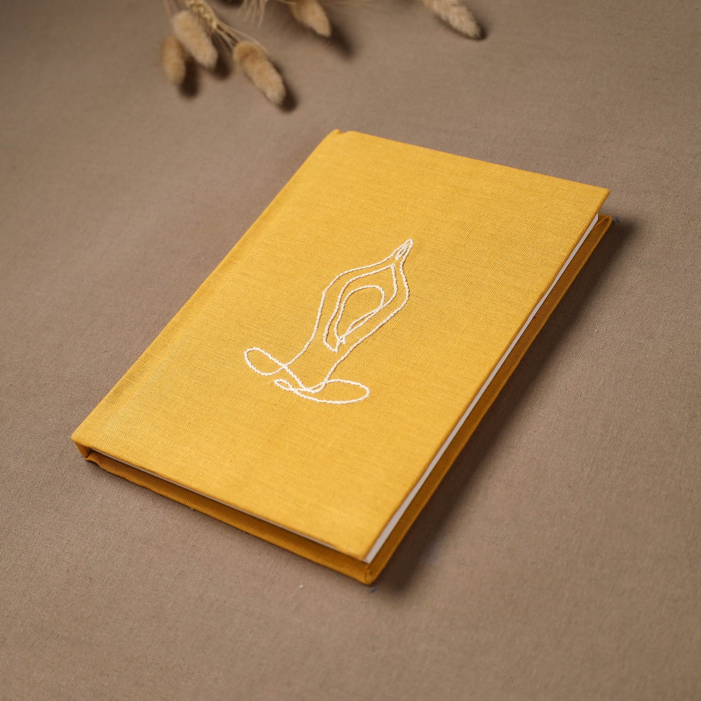 Yoga hand embroidered fabric cover handmade paper journal