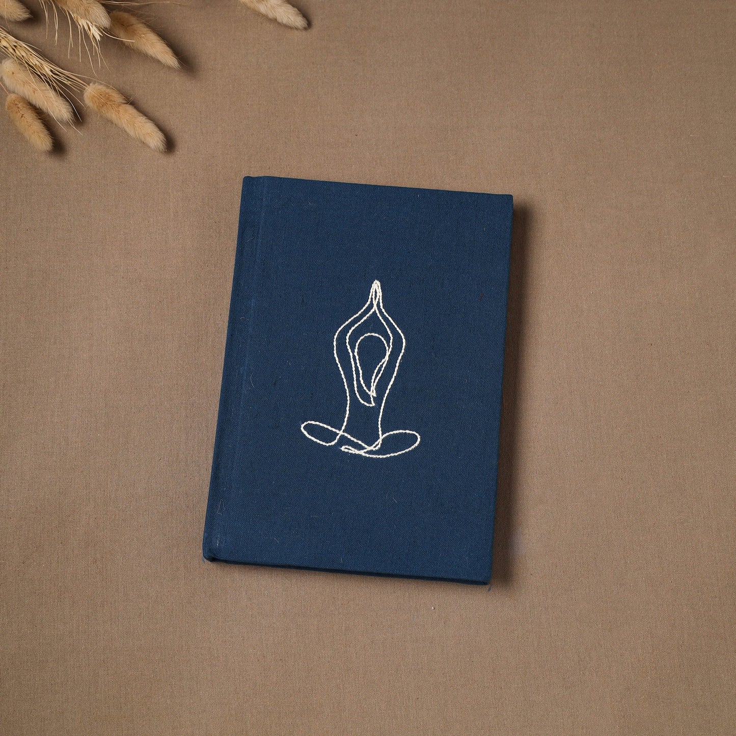 Yoga hand embroidered fabric cover handmade paper journal
