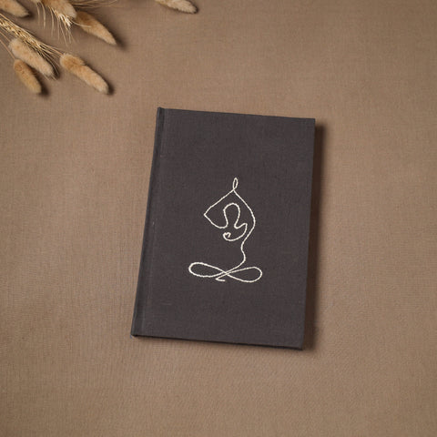 Yoga hand embroidered fabric cover handmade paper journal
