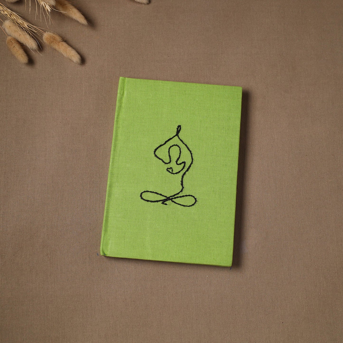 Yoga hand embroidered fabric cover handmade paper journal