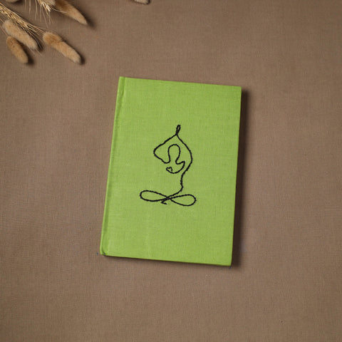 Yoga hand embroidered fabric cover handmade paper journal